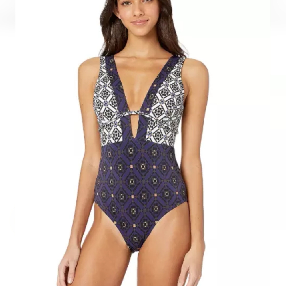 Jets Enchant Plunge One Piece Swimsuit, Indigo, Women's 12
